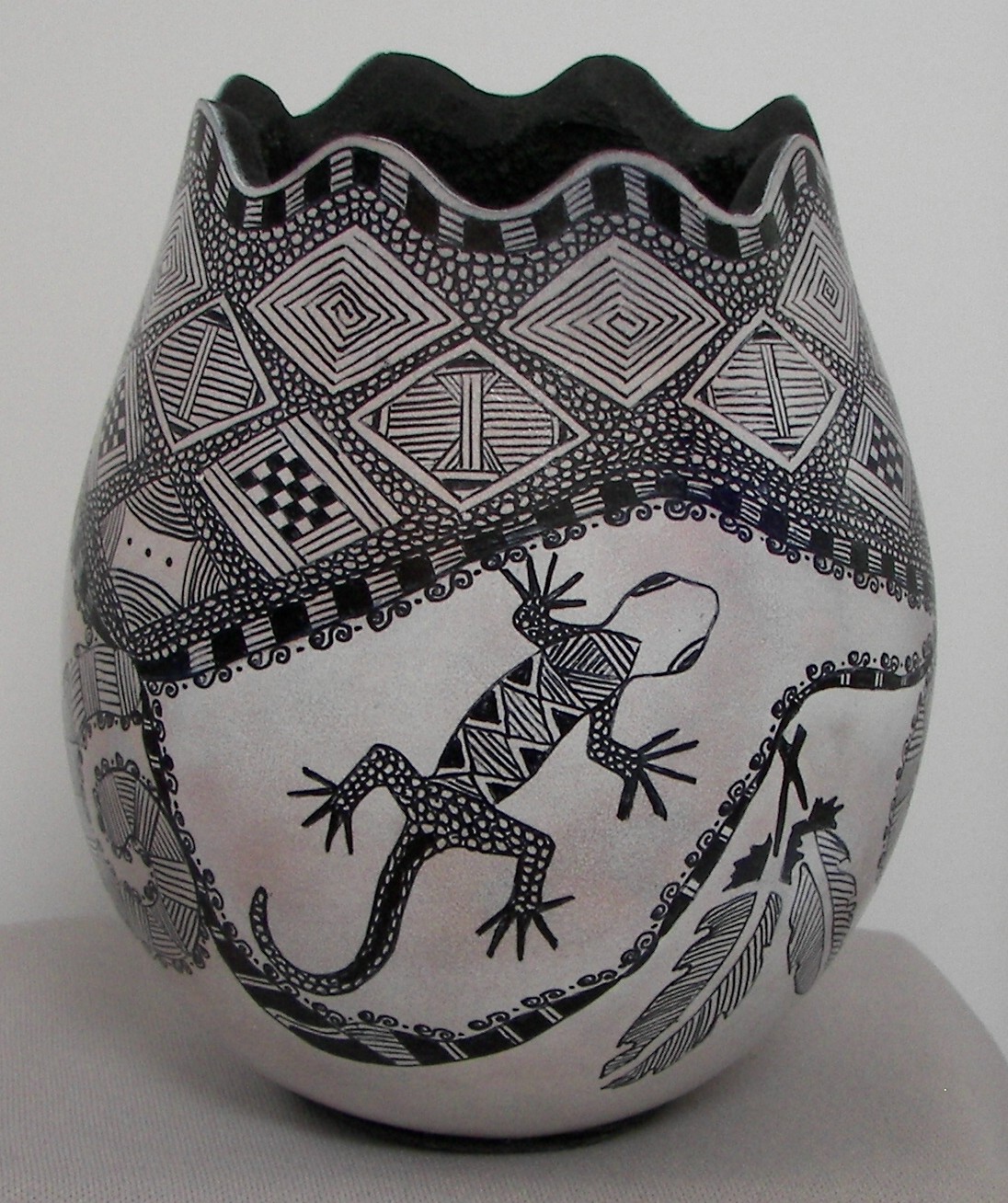 Gourd with White Ink Zentangle front